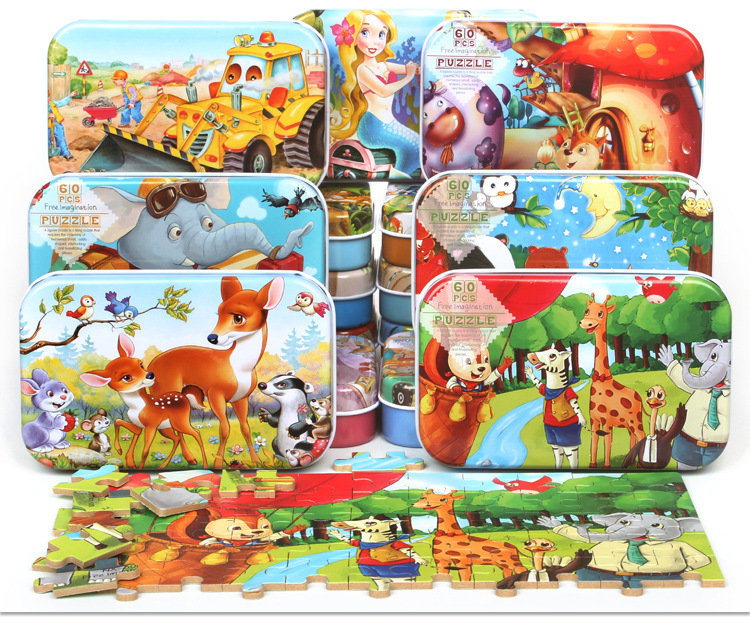 [60 miếng] Đồ chơi tranh ghép hình gỗ puzzle - Bộ ghép hình, đồ chơi xếp hình, tranh xếp hình Ca Chép
