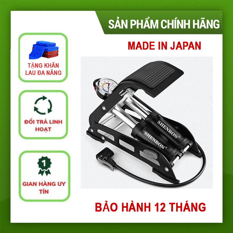 Bơm hơi đạp chân 2 piston shenron nhật bản cho xe máy đạp chân cao cấp