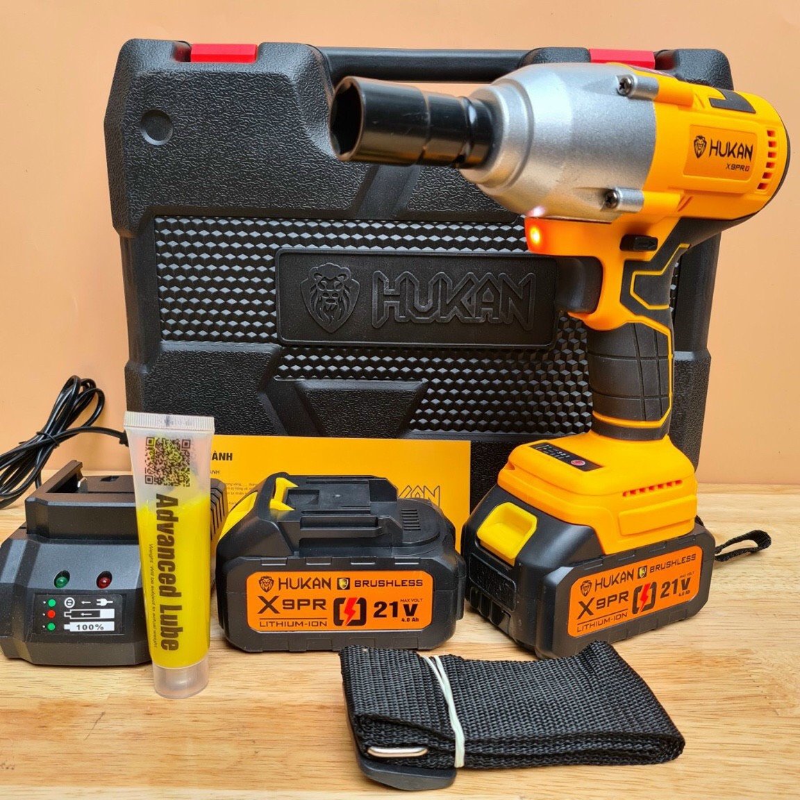 Máy siết bulong dùng pin không chổi than HUKAN X6 cực khỏe 21V pin to 15cel Hukan Hàng chuẩn nội địa tặng kèm phụ kiện