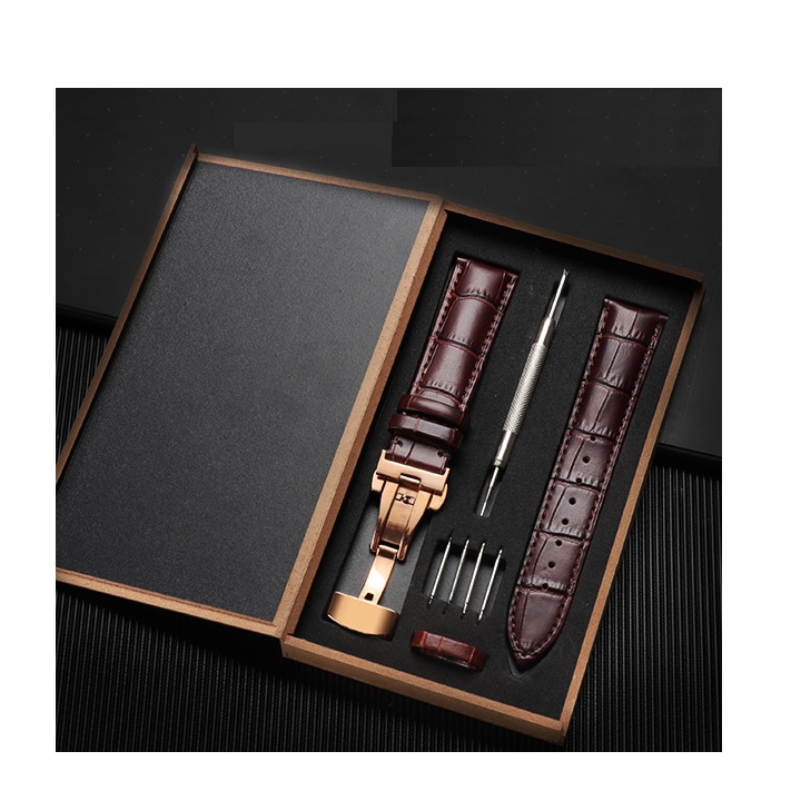 [HCM]Dây đồng hồ da bò Ruby Luxury dập vân cá sấu chống thấm mồ hôi tặng kèm phụ kiện và hộp gỗ
