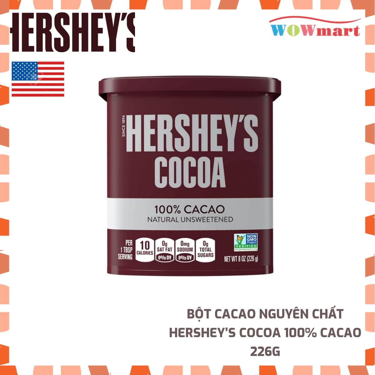 Bột Cacao nguyên chất Hershey’s Cocoa 100% Cacao 226g