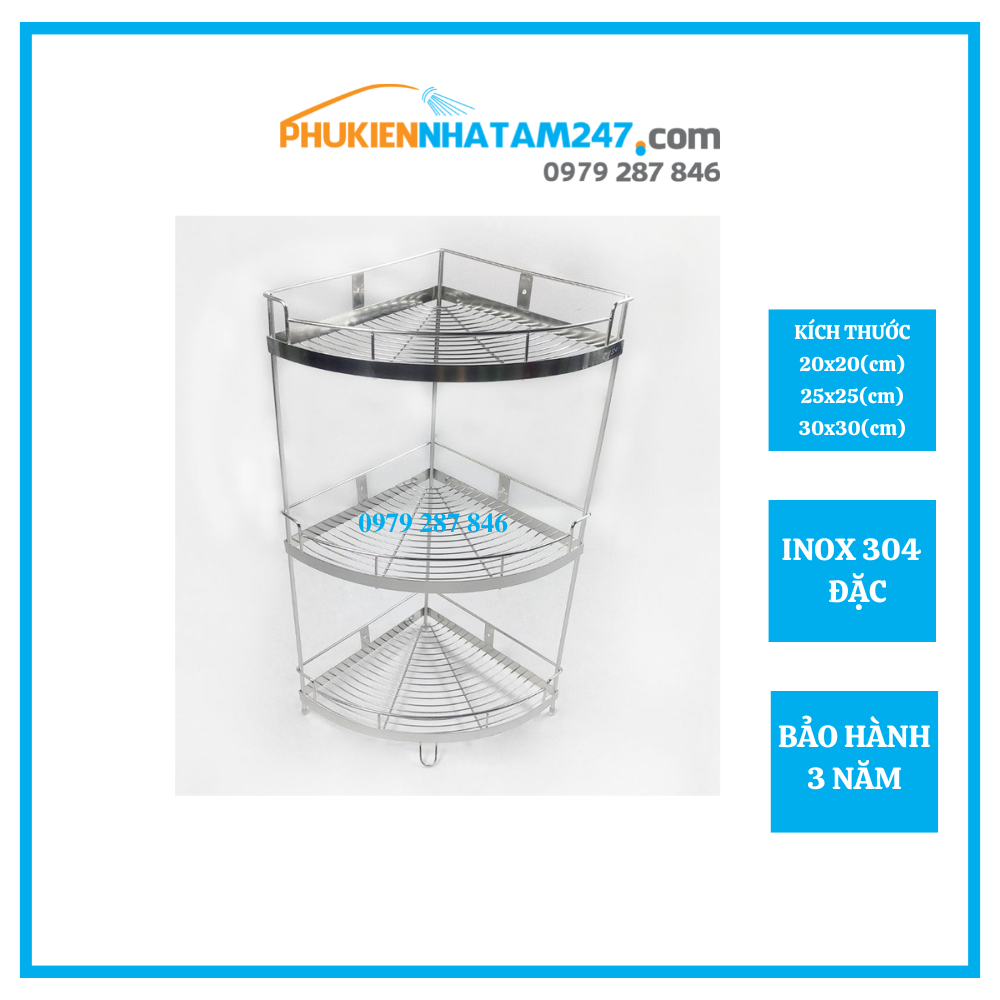 Kệ góc 3 tầng có chân để bàn phát đạt inox 304, kệ để đồ nhà tắm, giá để xà bông phòng tắm, kệ gia vị .