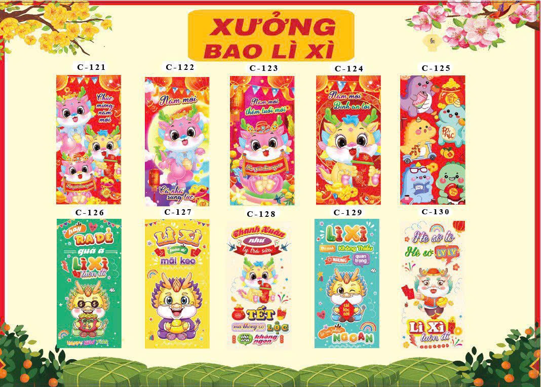 Bao lì xì tết 2024 set 10 cái