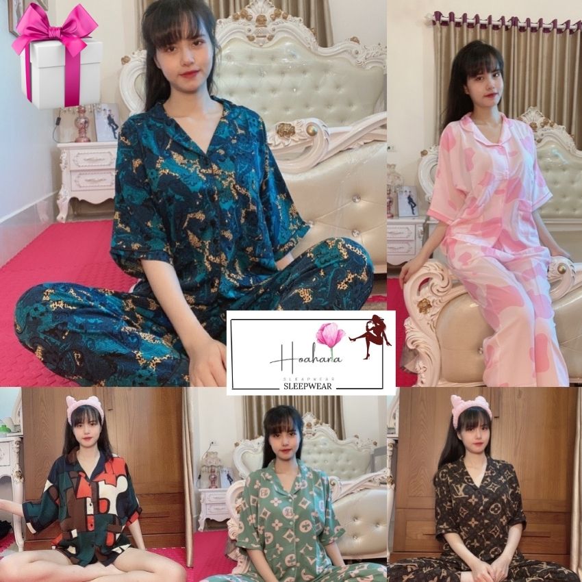 [QUÀ TẶNG 35K] Bộ mặc nhà pijama lụa mai ngô cao cấp bigsize quần dài MND01 + HOAHANA SLEEPWEAR + TẶNG QUẦN ĐÙI COTTON THÁI HOẠ TIẾT KUTE