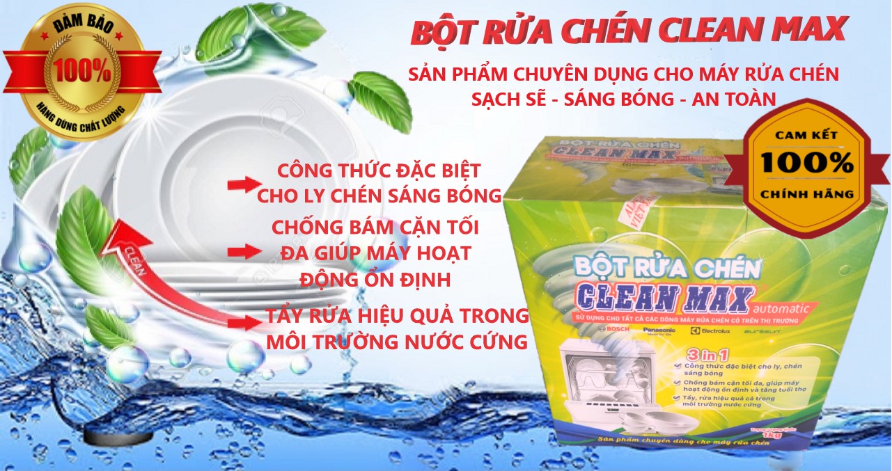 Bột rửa chén bát dùng cho máy clean max 1kg