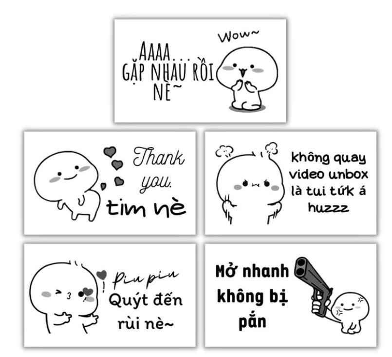 Sticker niêm phong mẫu đầu trọc cảm xúc