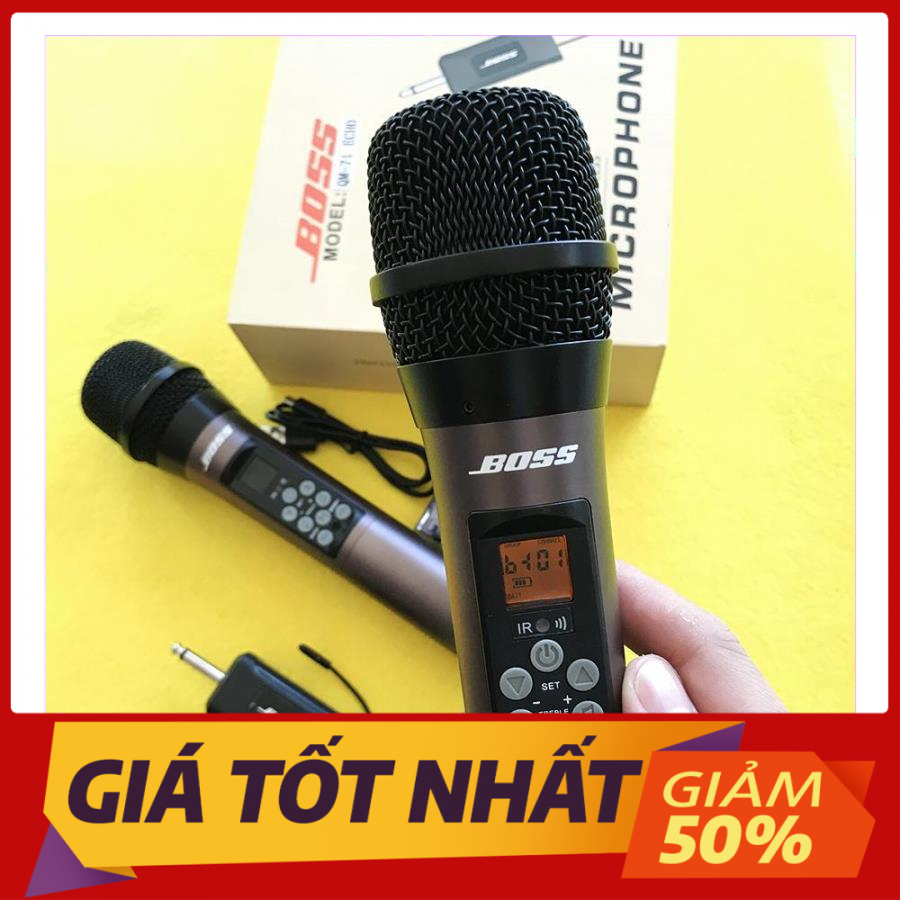Hát nhẹ Hút âm Sáng tiếng - Micro Uhf không dây đa năng nâng cấp cho Amply, Loa Kéo BOSS QM-71 ECHO