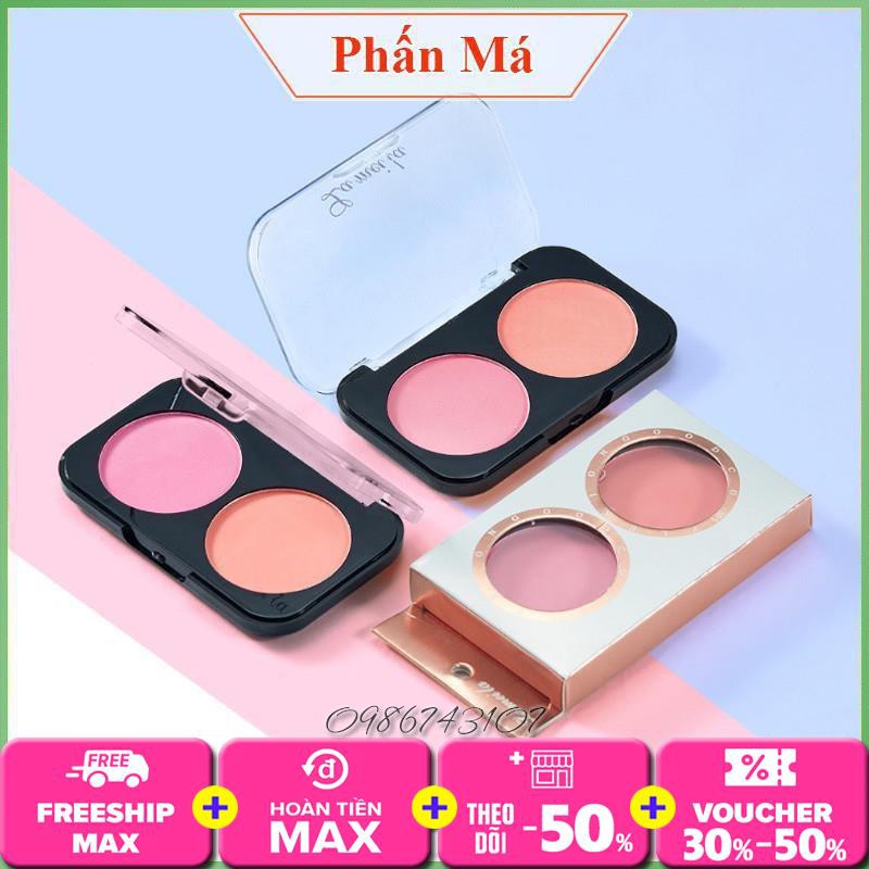 Phấn má hồng hộp 2 ô màu Lameila