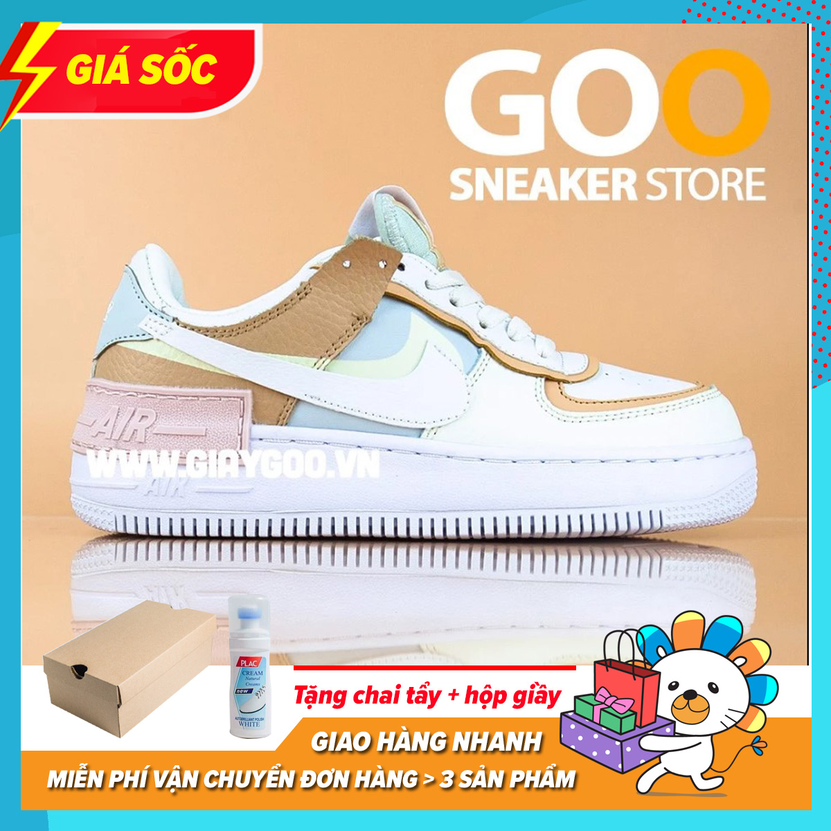 [Tặng Hộp Hãng] Giày Thể Thao Sneaker Nam Nữ Nike Air Force 1 Shadow Hoa Cúc G-Dragon ,Giày Sneaker Nữ Độn Đế AF1 Shadow Hoa Cúc
