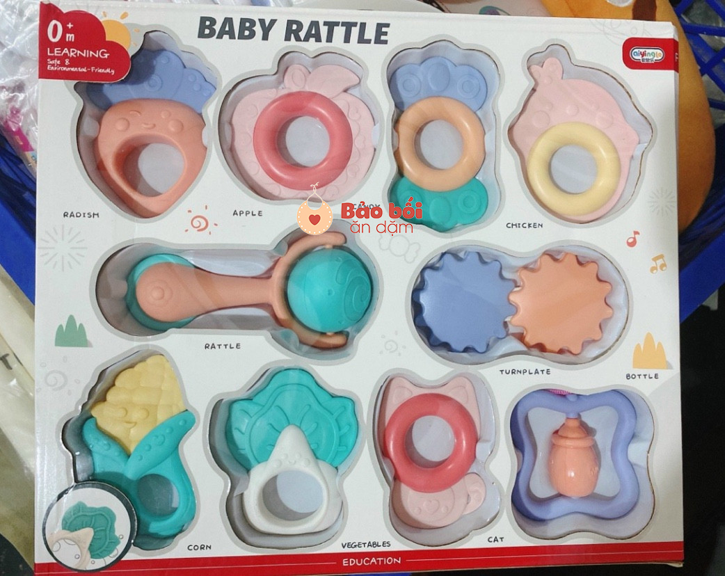 Bộ đồ chơi xúc xắc 10 món kiêm ngậm nướu baby rattle cho bé yêu