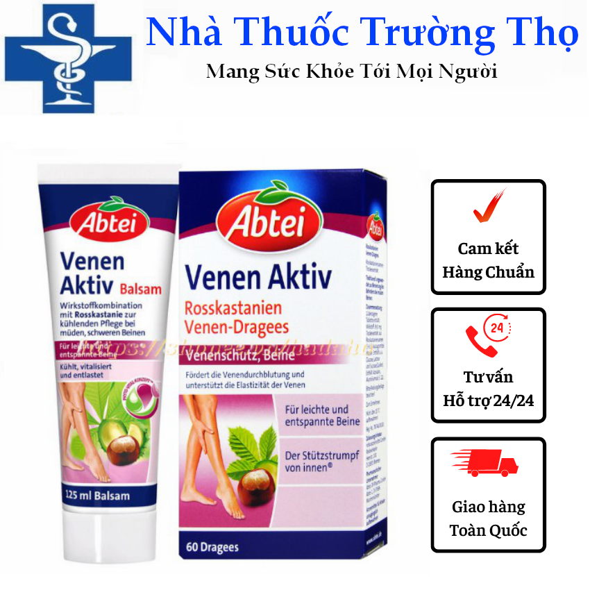 Kem Bôi và Viên uống giãn tĩnh mạch Abtei Venen Aktiv 125ML của Đức