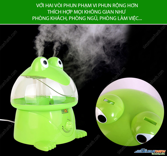 Máy Phun Sương Tạo Ẩm Không Khí Hình Chú Ếch - Giữ Ẩm Da 500ml Hai Chế Độ Phun Đơn Kép (Hoạt Động Tối Đa 10 Giờ Liên Tục)