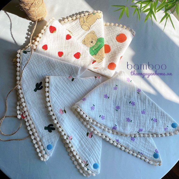 Khăn yếm quàng cổ vải sợi tre cao cấp cho bé