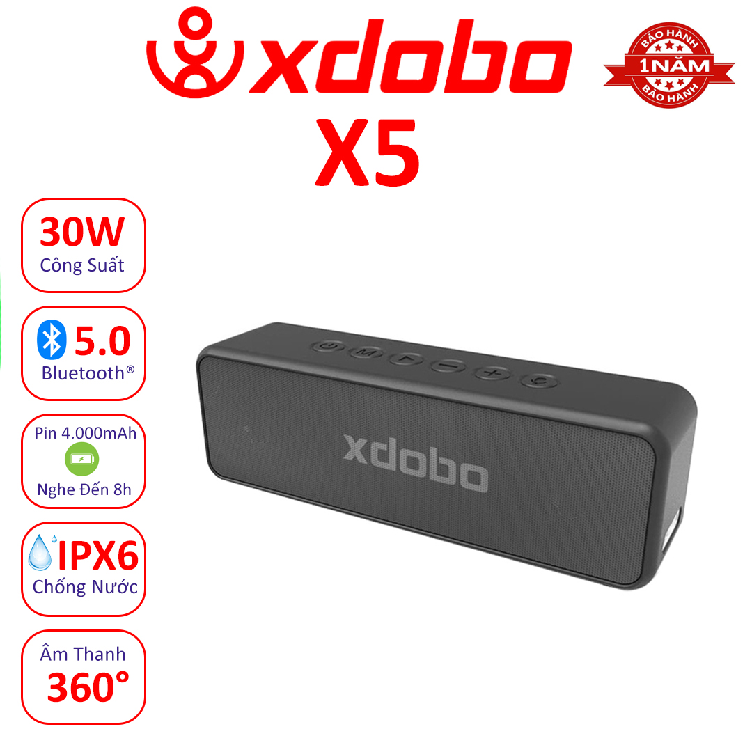  Loa Bluetooth 5.0 Xdobo X5 Loa di động công suất 30W chống nước IPX6 hỗ trợ thẻ TF pin 4000mAh nghe lên đến 8 giờ - BẢO HÀNH 12 THÁNG 