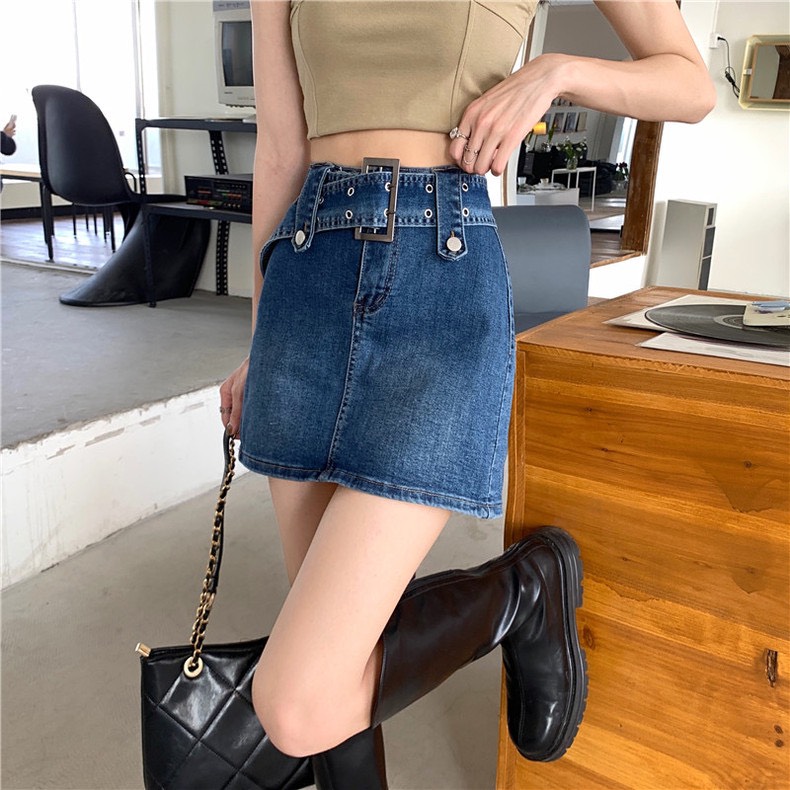 Chân váy nữ Unisex chất kaki form dáng chữ A ôm mix với dây thắt lưng cực ngầu