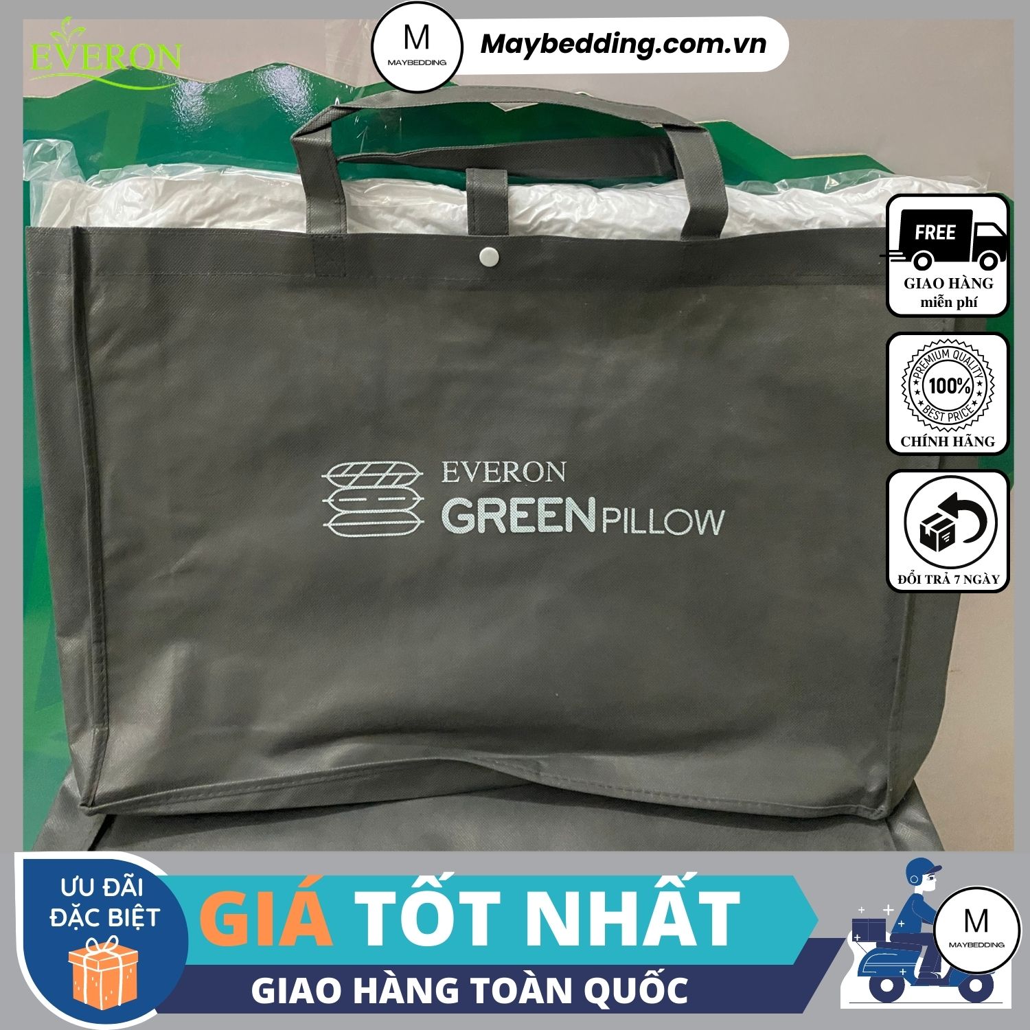 Ruột gối classic everon, gối gòn ballfiber 45x65cm - hàng chính hãng