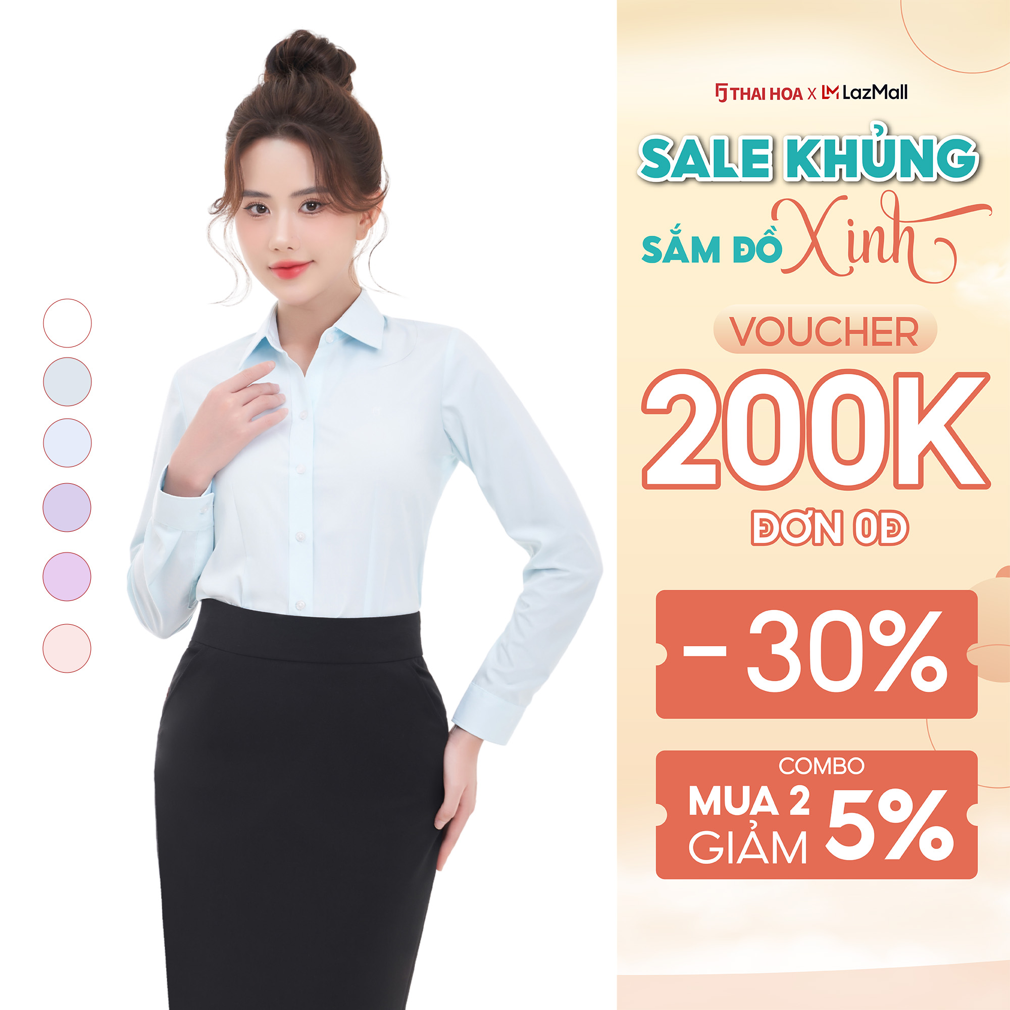 Áo sơ mi nữ công sở kẻ sọc thiết kế dài tay form đẹp nhiều màu Thái Hòa ASW0101-R04