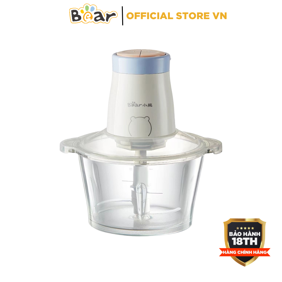 Máy Xay Thịt 2L Đa Năng BEAR QSJ-B02Q1 - 300W - Xay Thực Phẩm- Sinh tố-Gia vị - Cối Thủy Tinh, 4 Lưỡi Dao INOX403, BH 18 Tháng