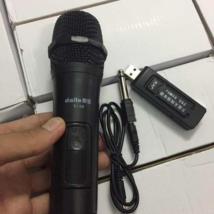 Mic hát karaoke xịn,giá rẻ - Micro Karaoke không dây cho loa kéo Daile V10 đen - Hỗ trợ các thiết bị có jack cắm 3.5mm và 6.5mm SIGATO SGT 2239
