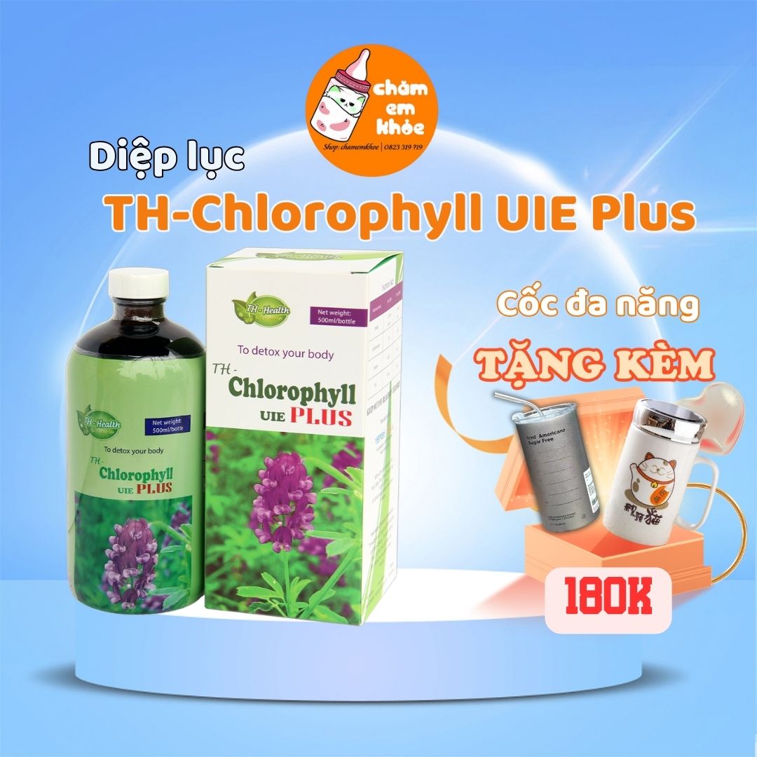 Nước uống diệp lục th health th - chlorophyll uie plus bột xơ cô đặc thanh lọc thải độc kiềm hóa detox cơ thể 500ml chai thủy tinh malaysia