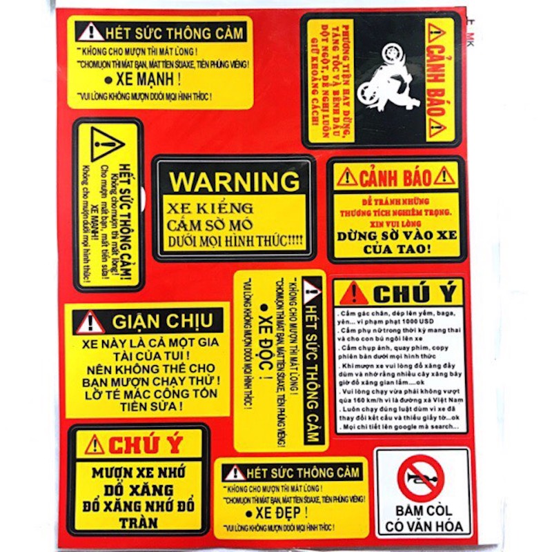 [HCM][11 Tem Lớn]Bộ Tem LOGO Xe Máy Mẫu Racing 5 GIẬN CHỊU - THÔNG CẢM