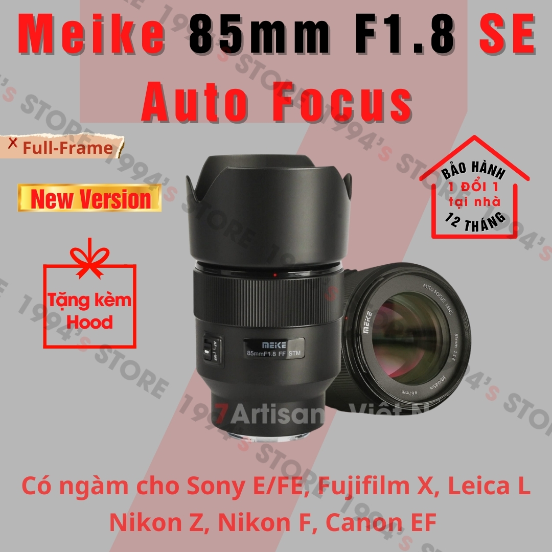 Meike 85mm f1.8 se auto focus lens for full-frame with sony e/fe mount, canon ef, nikon f, nikon z, fujifilm, leica l