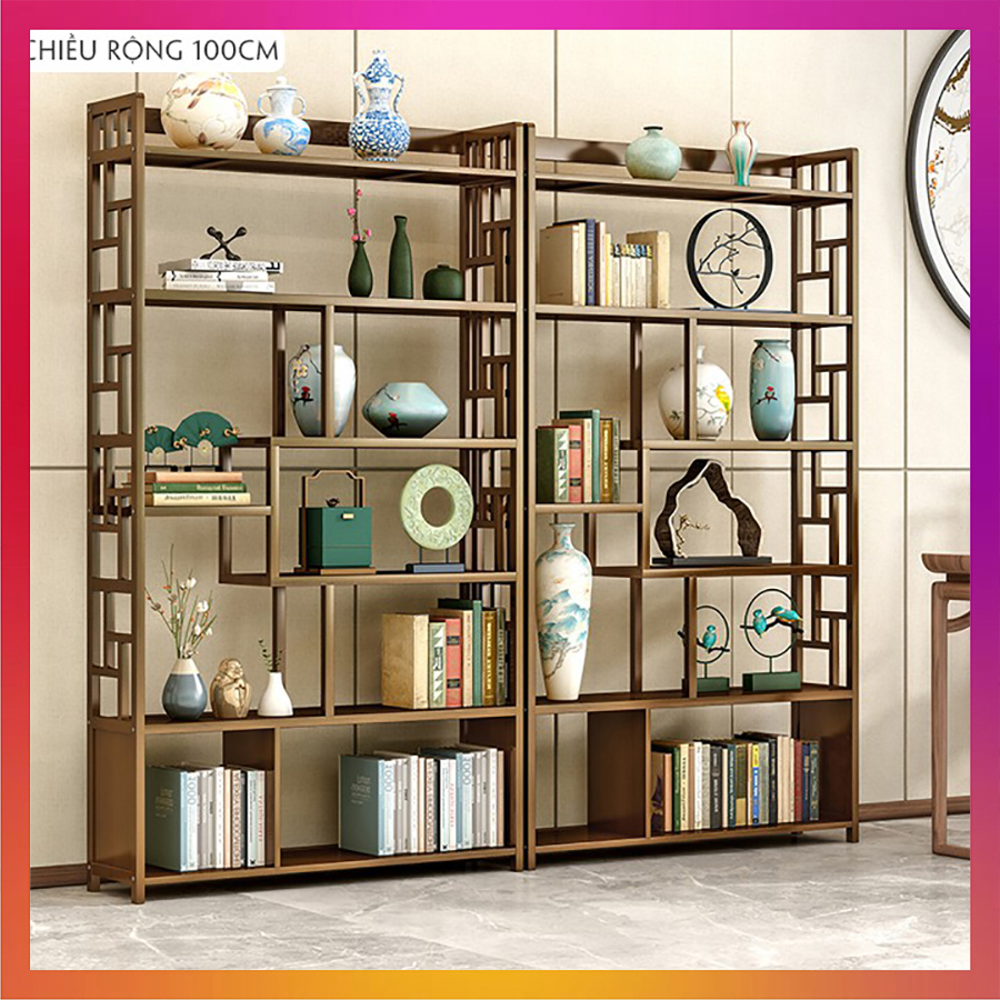 Kệ trang trí phòng, kệ tủ trưng bày, kệ sách, kệ gỗ kiểu cổ, tủ kệ decor phòng khách, phòng ngủ - Chất liệu gỗ tre an toàn, không mùi, bền theo năm tháng