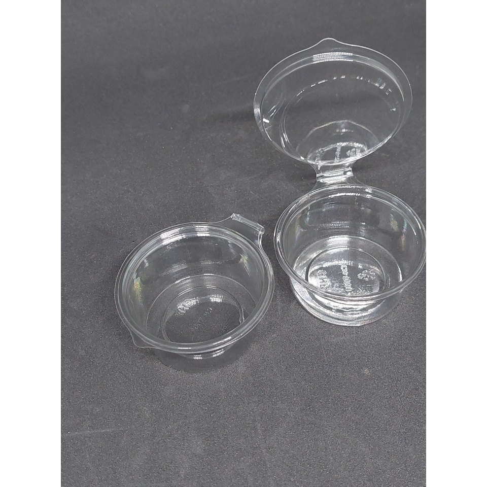 100cái Hủ sốt có nắp liền 2oz, Hủ nhựa có nắp tròn liền trong suốt, Hủ đựng nước chấm