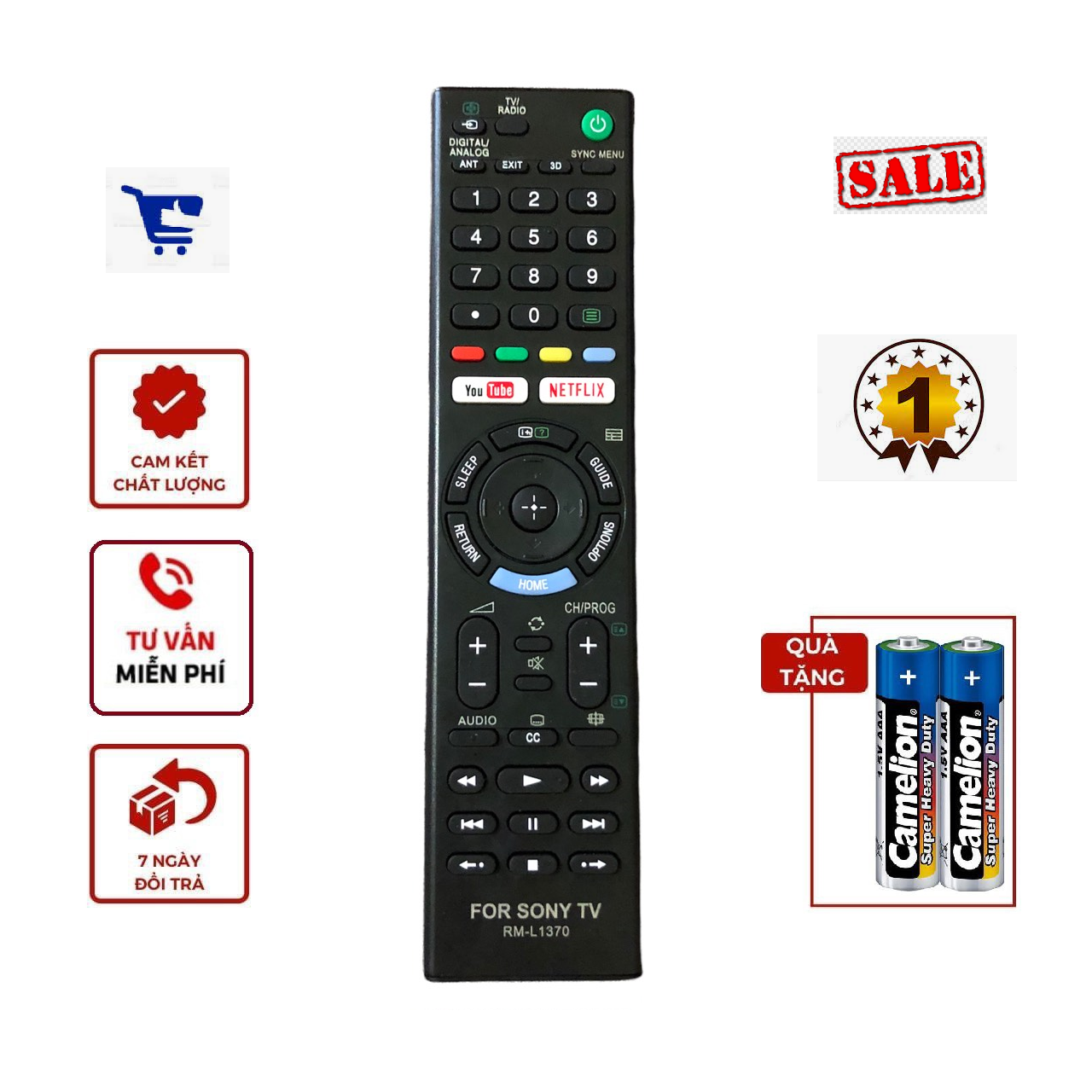 Điều Khiển Tivi SONY, Internet Smart TV RM-L1370- Remote Điều Khiển Tivi SONY, Internet Smart TV RM-L1370 - Đầu bấm Điều Khiển Tivi SONY, Internet Smart TV RM-L1370