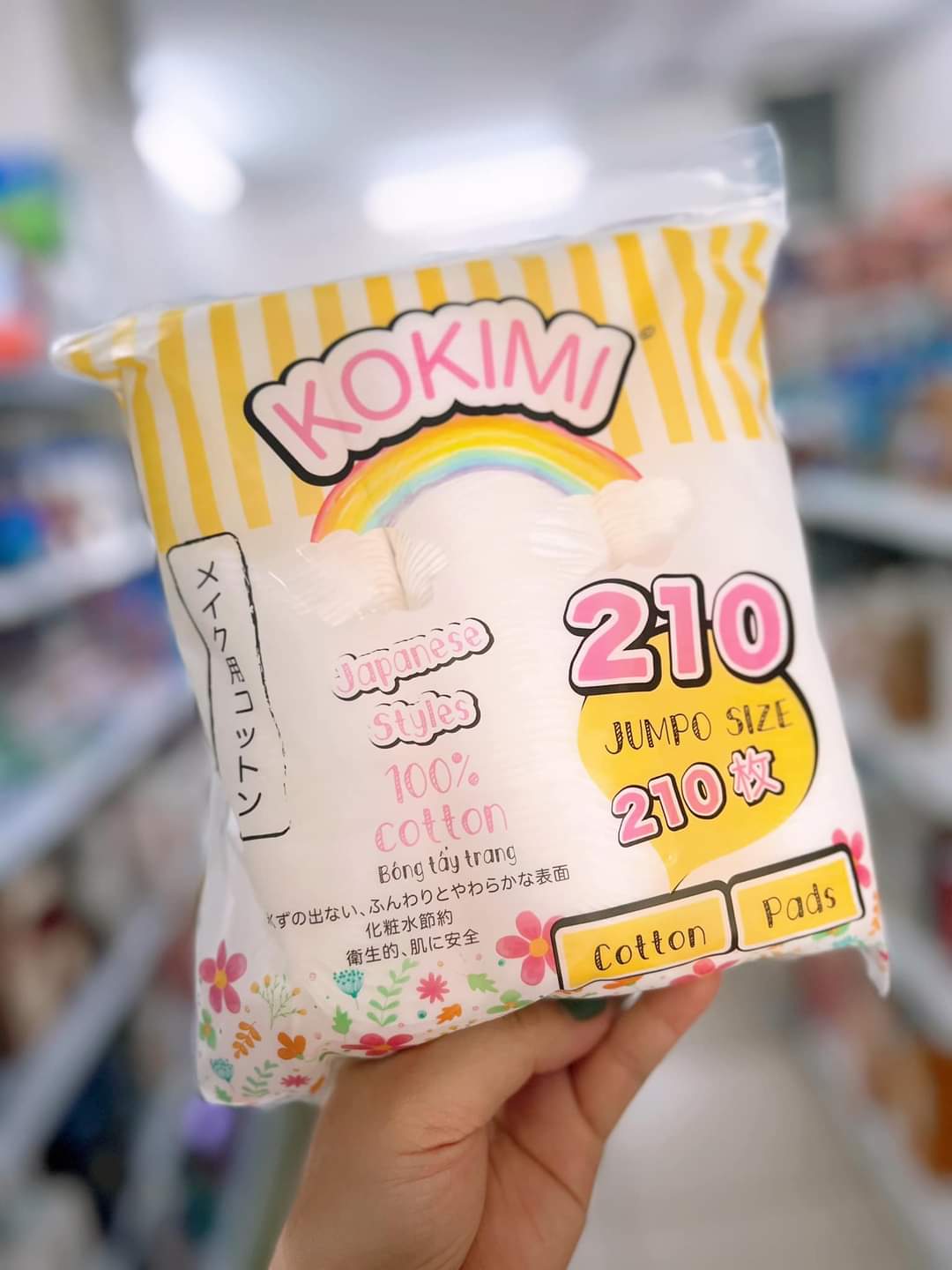 Bông tẩy trang cotton mềm mịn kokimi 210 miếng