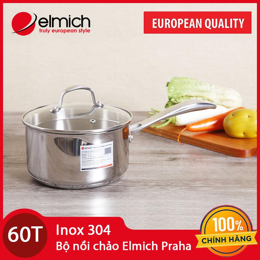 Nồi quánh bột Inox 304 Elmich Premium 18cm vung kính hàng nhập khẩu chính hãng CH Séc, bảo hành 5 năm