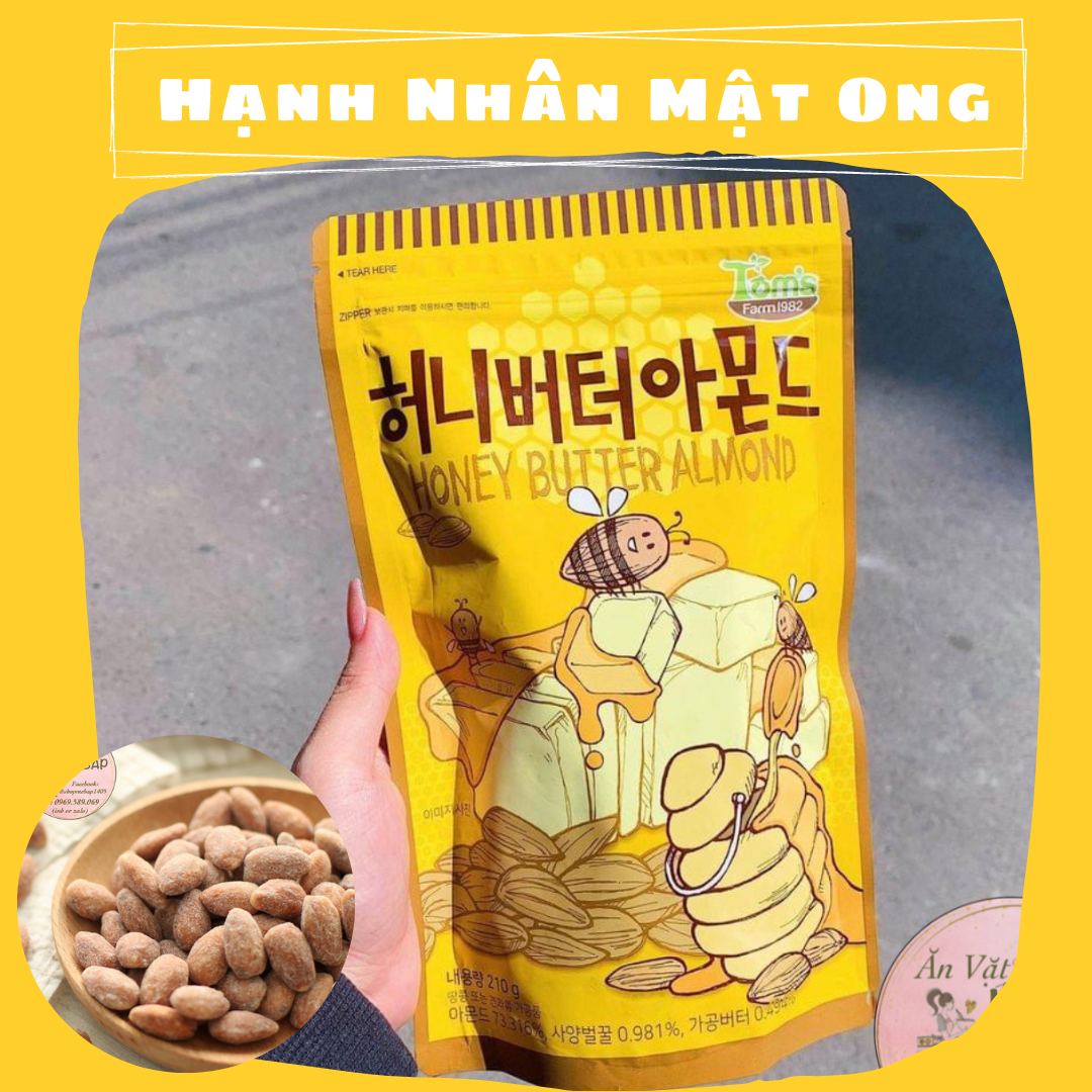 Hạt hạnh nhân tẩm vị bơ mật ong hbaf 210g - tom's farm hàn quốc shop mẹ bắp