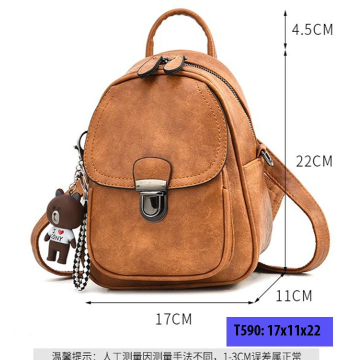 Balo mini da cho nữ đi làm, đi chơi dáng trơn 2 khóa thời trang hàn quốc