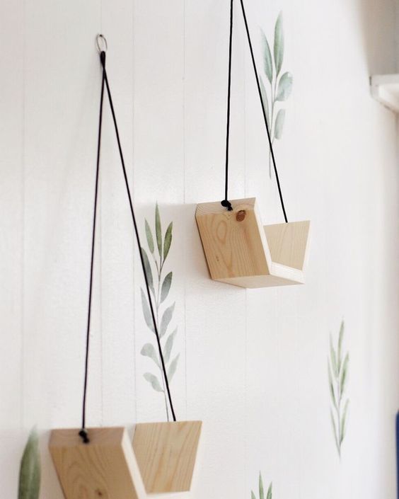 kệ gỗ xinh xinh treo tường có dây bán lục giác