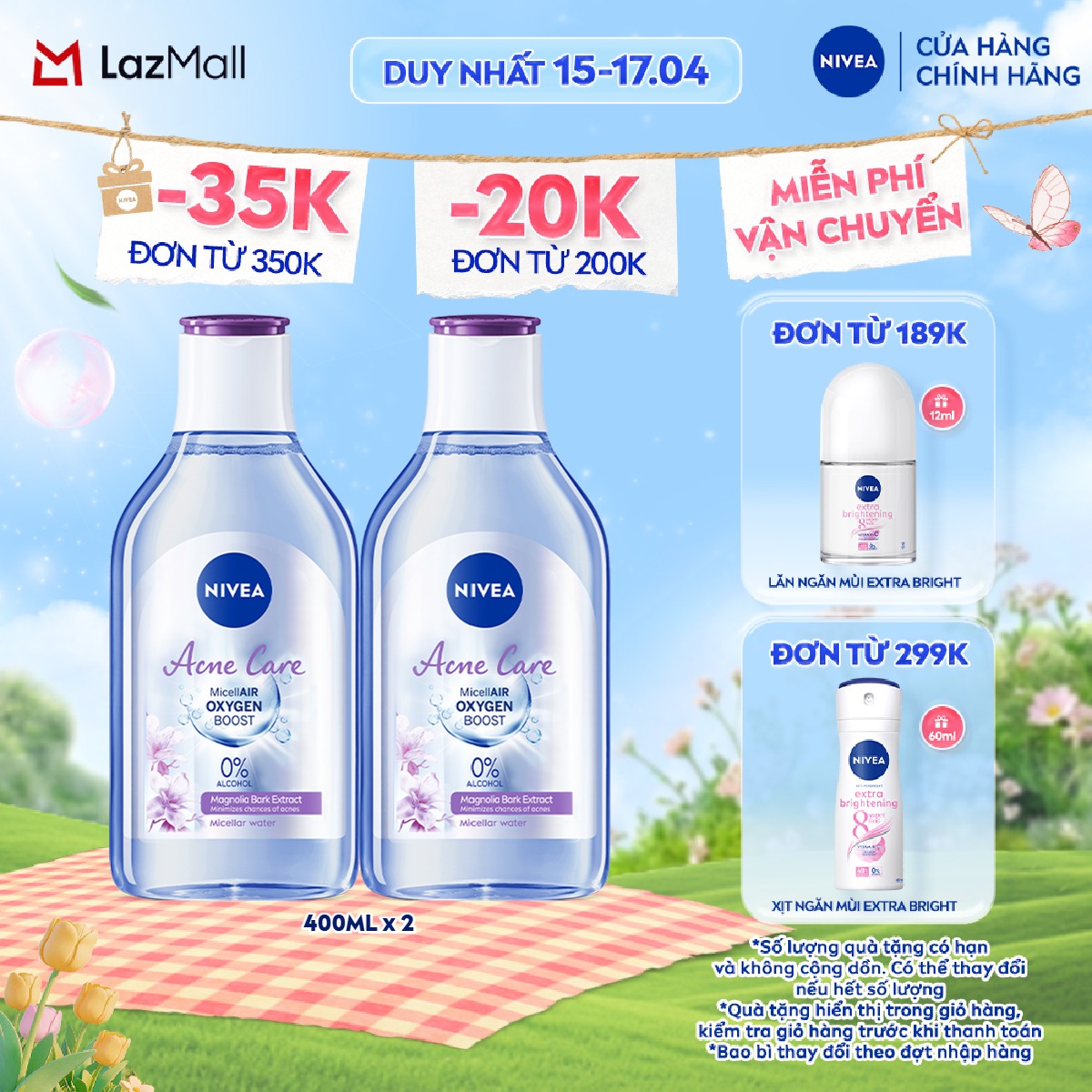 Bộ 2 Nước Tẩy Trang NIVEA Acne Care Cho Da Mụn Sạch Sâu Ngừa Mụn (400 ml) - 80116