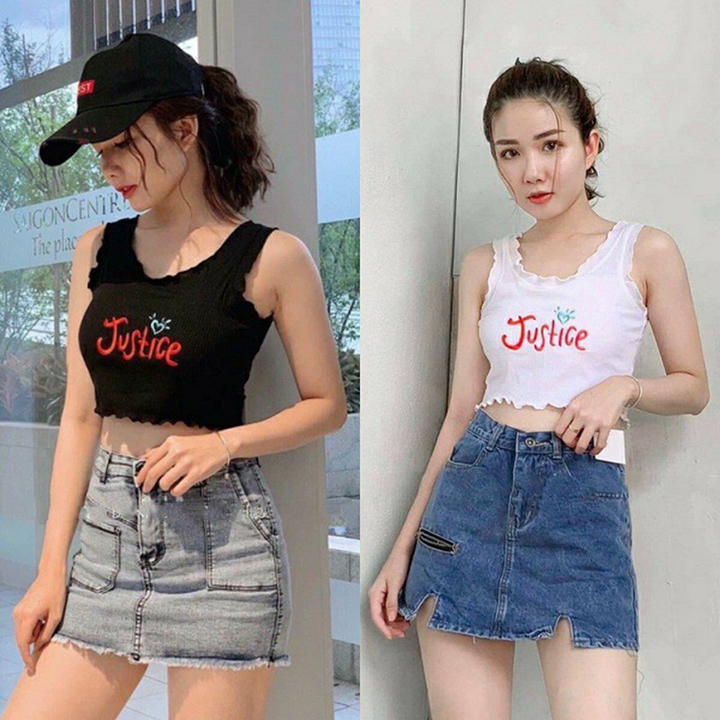 Áo croptop thêu Justice thời trang cao cấp XIXO