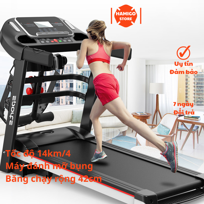 Tặng Tạ Tay - Máy Chạy Bộ Đa Năng Cho Gia Đình Gấp Gọn Động Cơ 14km Có Máy Đánh Mỡ Bụng Thanh tập Gym - Bảo Hành 3 năm