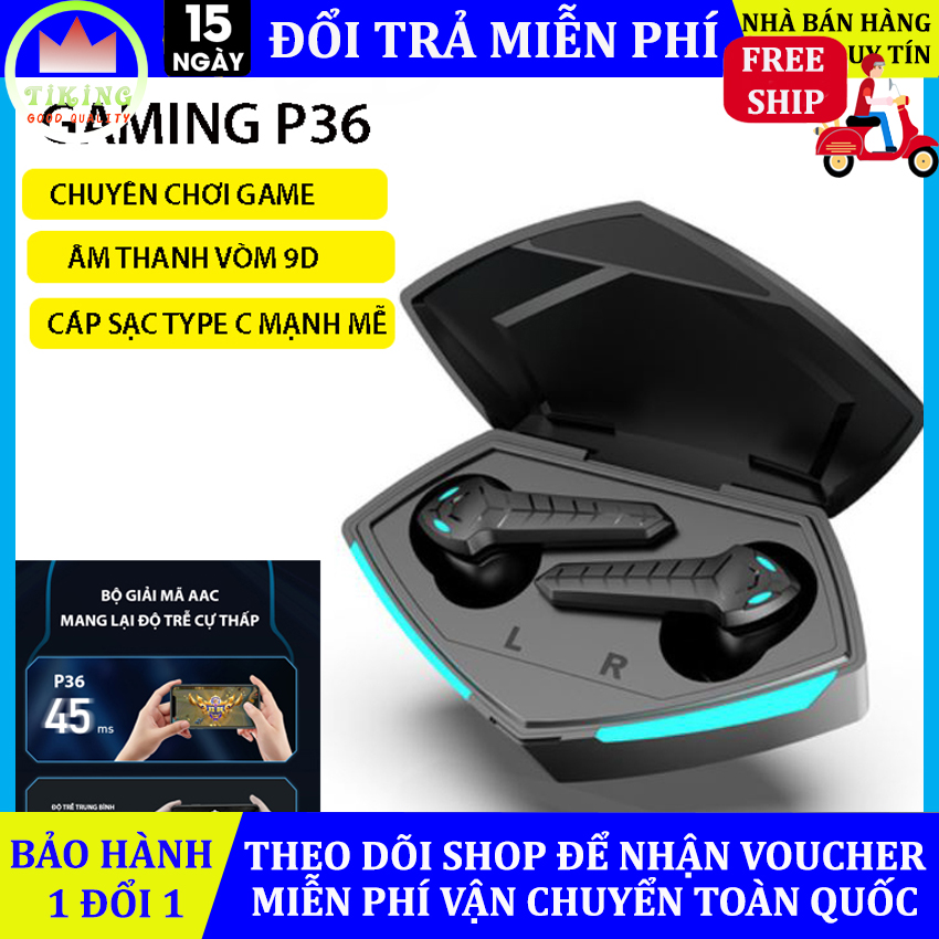 Tai nghe Bluetooth không dây Gaming P36 TWS, tai nghe chơi game pupg đỉnh cao, Công nghệ Âm Thanh độ trễ cực thấp mic HD khử tiếng ồn