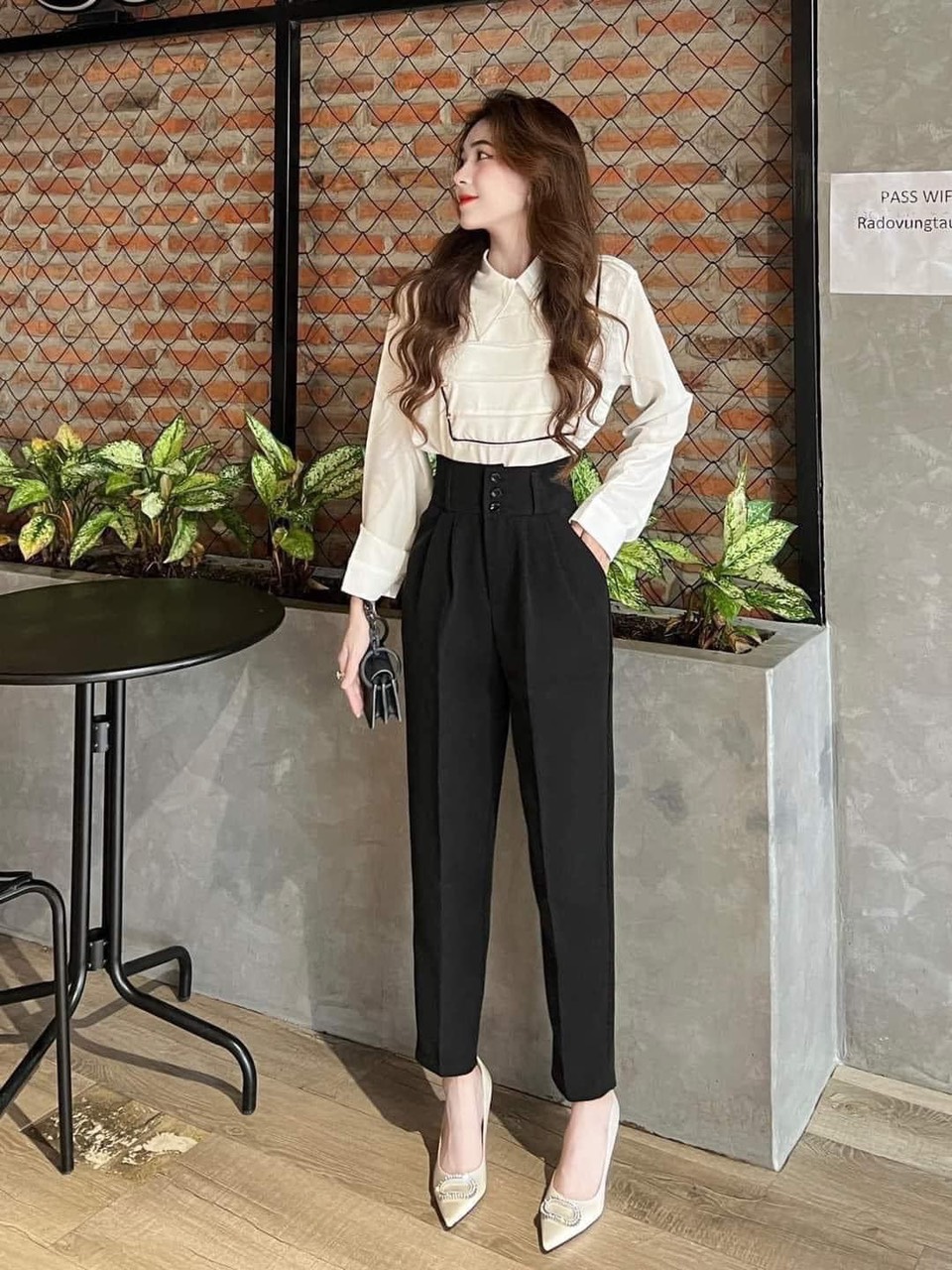 quần tây, baggy công sở,quần nữ , lưng cao ,vải tuyết mưa loại 1 thoáng mát
