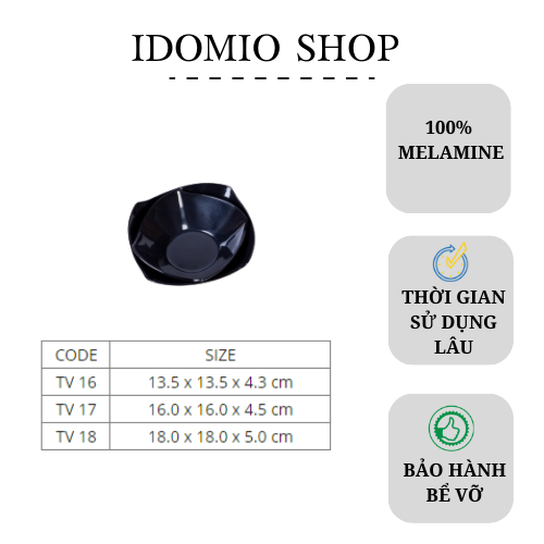 Tô Vuông Nhựa Melamine TV16 Màu Đen