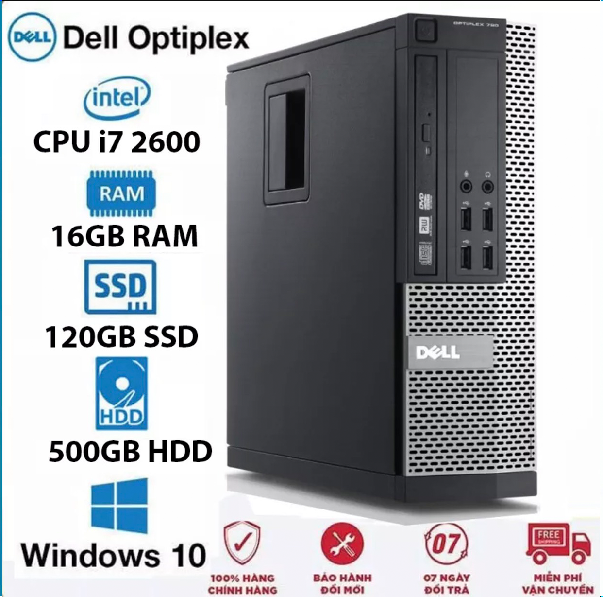 Cây máy tính để bàn dell core i3 , i7 , i5 | ram 16gb | ổ cứng ssd 120gb | hdd 500b. hàng nhập khẩu