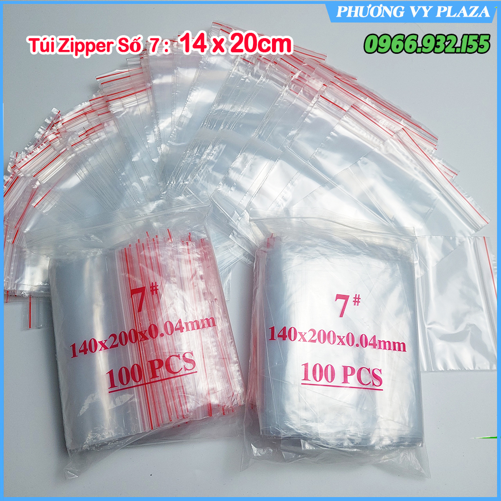 100 Túi Zipper Bấm Miệng - size 14 x 20 cm