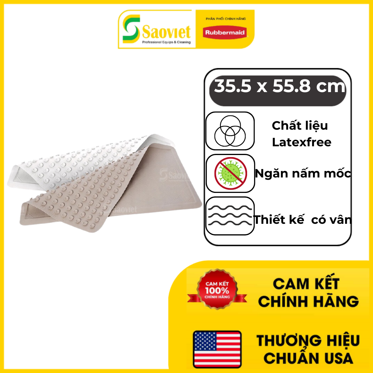 Thảm Cao Su Hít Sàn Chống Trượt Ngăn Nấm Mốc RUBBEMAID (Chính Hãng) - SKU: 1982724/1982721 | SAOVIETCO