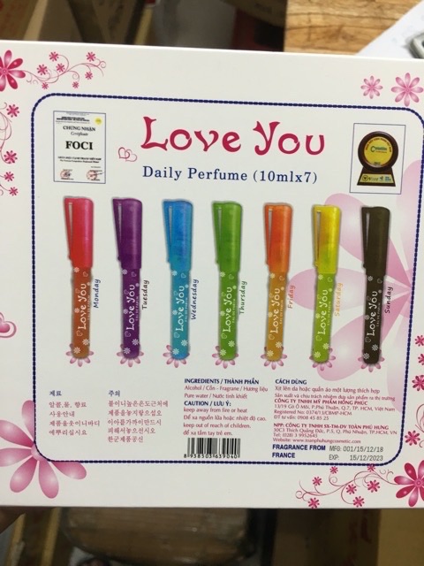Set 7 chai nước hoa cây viết foci 10ml hàng việt nam