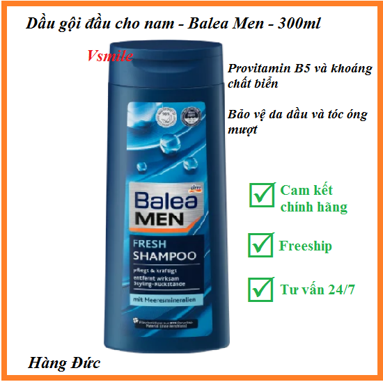 Dầu gội cho nam Balea Men Fresh Shampoo 300ml, hàng nội địa Đức