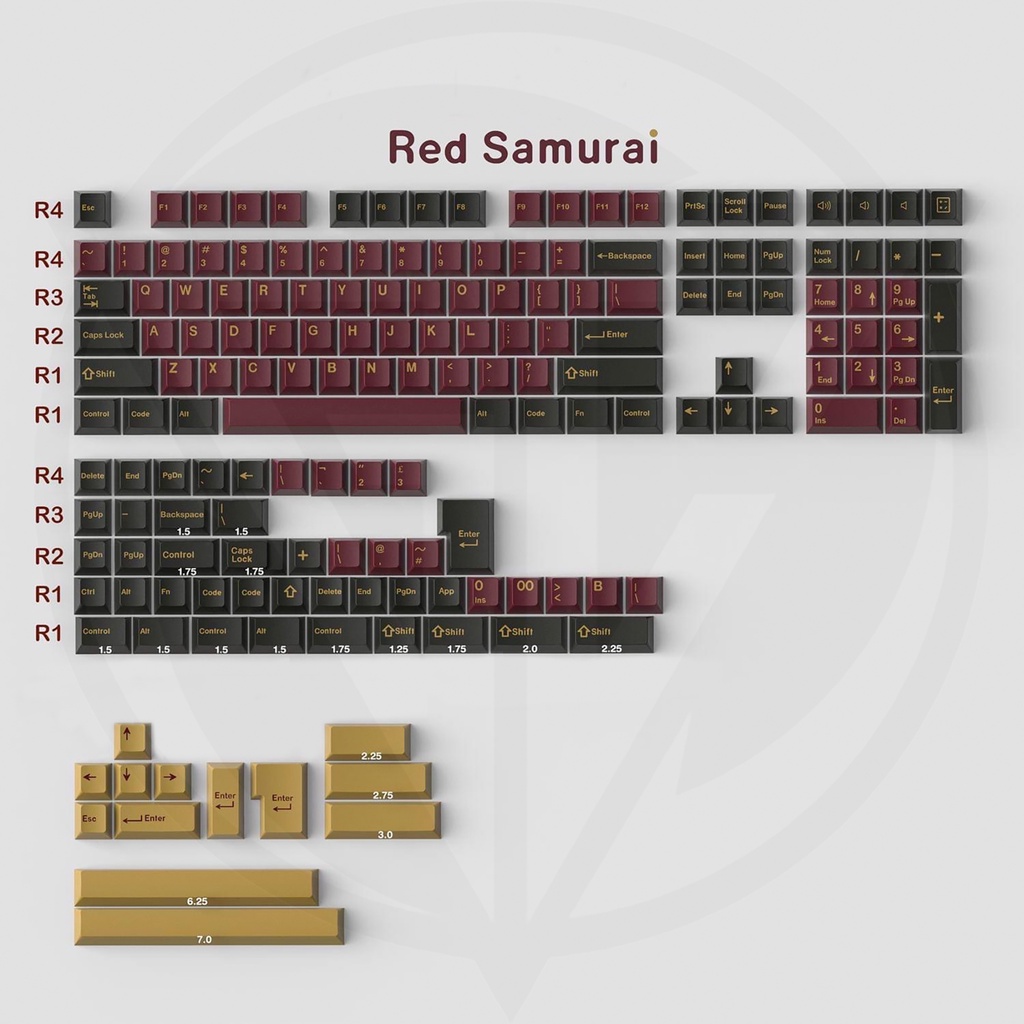 Keycap samurai red 162 nút nhựa abs doubleshot