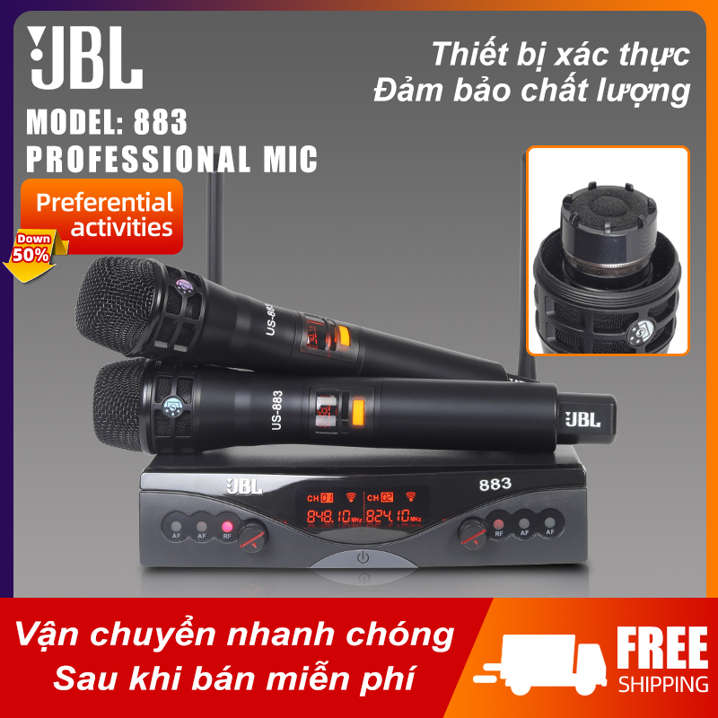 Micro không dây JBL 883 karaoke Mic Sân Khấu Cao Cấp Chất Âm Khỏe Mạnh Mẽ, Dàn Âm Thanh karaoke Cao Cấp