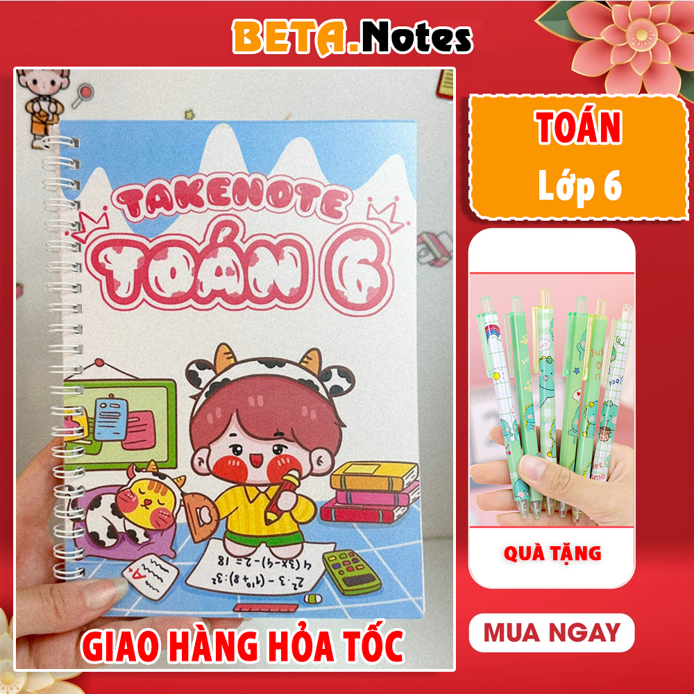 Sổ takenote Toán 6, sổ tay ghi chép toán 6, sổ lò xo bìa trong Beta, sổ còng sắt Binder làm sổ planner bullet journal