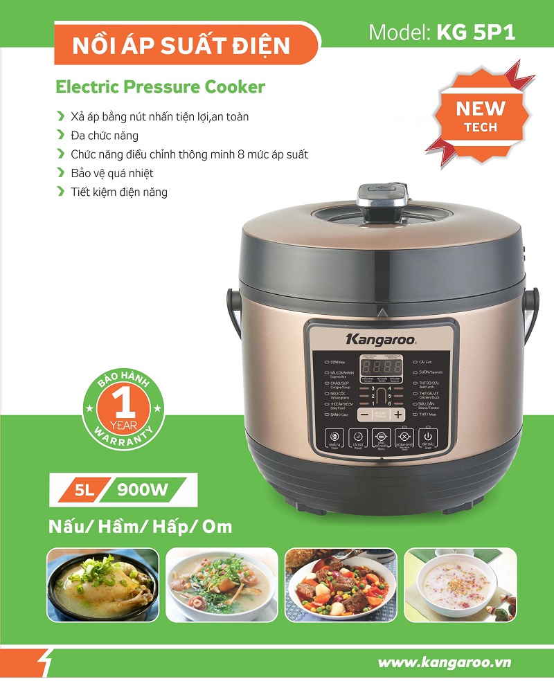 Nồi áp suất điện kangaroo kg5p1 5l