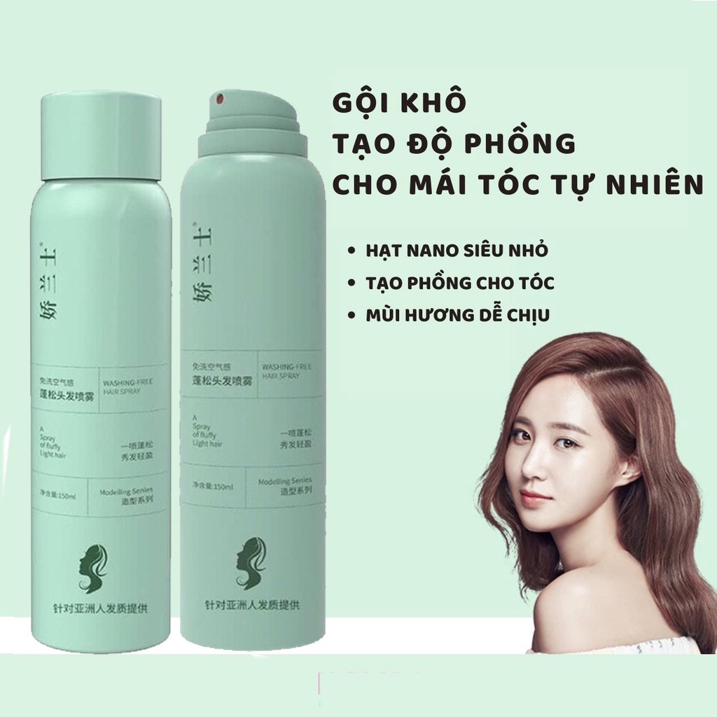 Dầu gội khô dạng xịt nội địa Trung 150ml, Xịt gội đầu khô phồng tóc siêu tốc, Xịt gội khô tóc